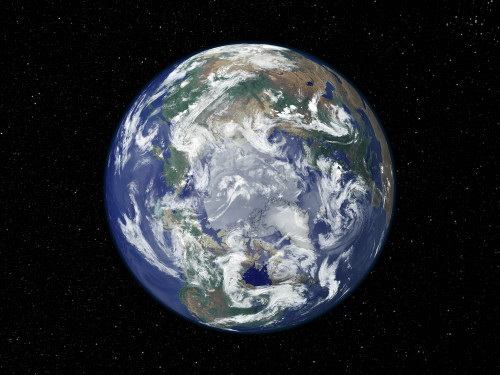 Fully lit Earth centered on the North Pole Poster Print - Item # VARPSTSTK201284S