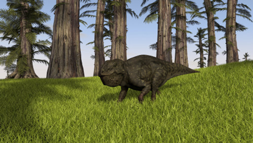 Udanoceratops walking across a grassy field Poster Print - Item # VARPSTKVA600638P