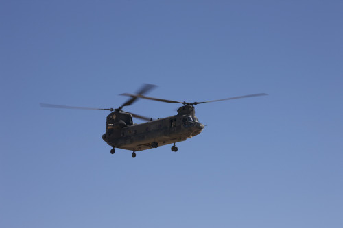 CH-47 Chinook flies over Playas Training Area, New Mexico during exercise Angel Thunder 2013 Poster Print - Item # VARPSTTMO101015M