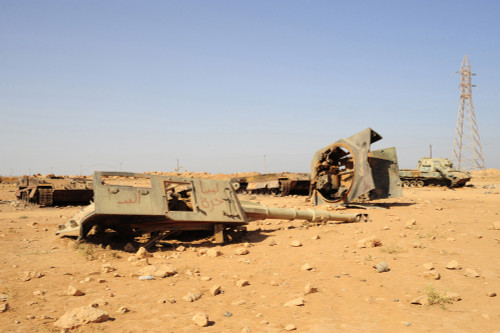 A tracked artillery vehicle destroyed by NATO forces outside Benghazi, Libya Poster Print - Item # VARPSTACH100275M