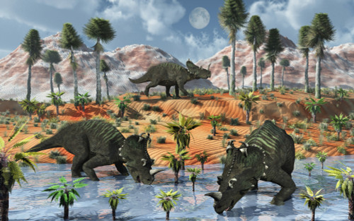 Centrosaurus dinosaurs at a watering place Poster Print - Item # VARPSTMAS100598P