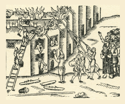 A 16th century fire brigade at work. From a contemporary print. PosterPrint - Item # VARDPI2430737