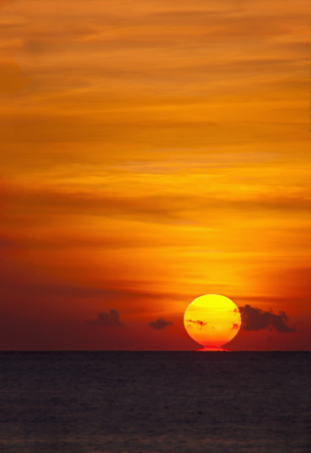 Indonesia, Bali, A fiery sunset over open waters. PosterPrint - Item # VARDPI2116968