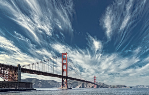 Suspension bridge over Pacific ocean, Golden Gate Bridge, San Francisco Bay, San Francisco, California, USA Poster Print - Item # VARPPI168393