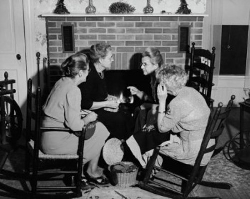 Senior women sitting in chairs and talking to each other Poster Print - Item # VARSAL25548844