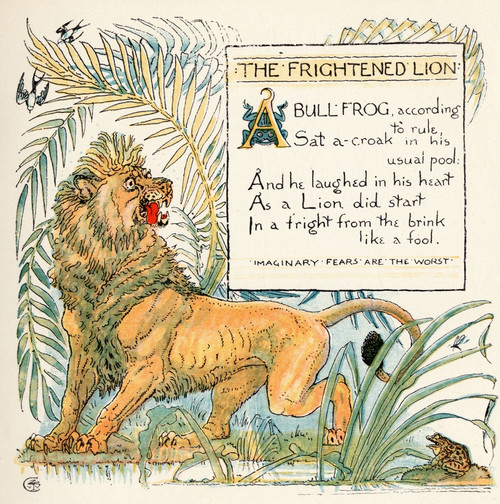 The Frightened Lion From The Book Babys Own Aesop By Walter Crane Published C1920 PosterPrint - Item # VARDPI1855444