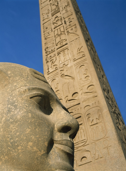 Egypt, Detail of head of pharaoh in front of obelisk at entrance to Luxor Temple; Luxor PosterPrint - Item # VARDPI2194762