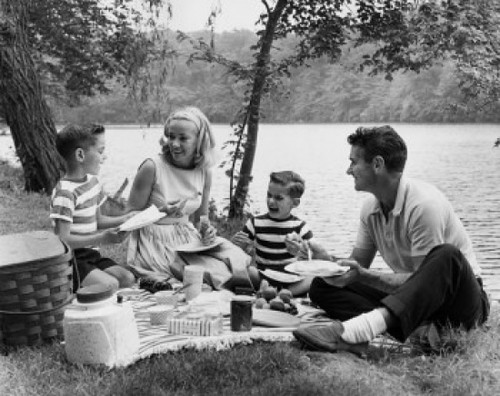 Parents and children having picnic near lake Poster Print - Item # VARSAL2554670A