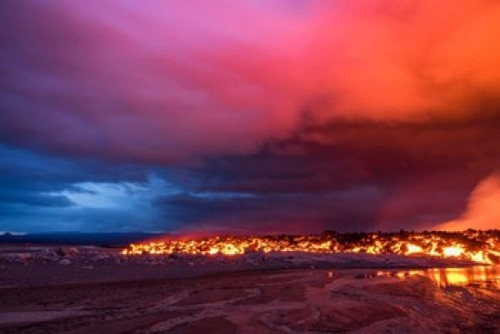 Glowing Lava and Skies at the Holuhraun Fissure  Iceland Poster Print by Panoramic Images (18 x 12) - Item # PPI158858