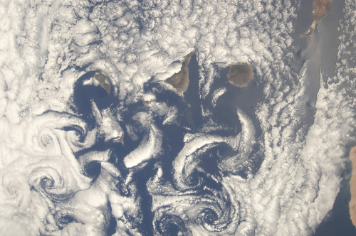 May 16, 2009 - A nadir view of cloud vortices in the area of the Canary Islands in the North Atlantic Ocean Poster Print - Item # VARPSTSTK202711S