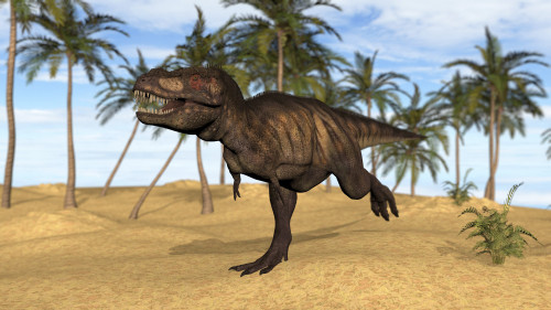 Tyrannosaurus Rex running in a prehistoric environment Poster Print - Item # VARPSTKVA600662P