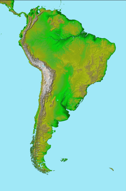 Topographic view of South America Poster Print - Item # VARPSTSTK200179S