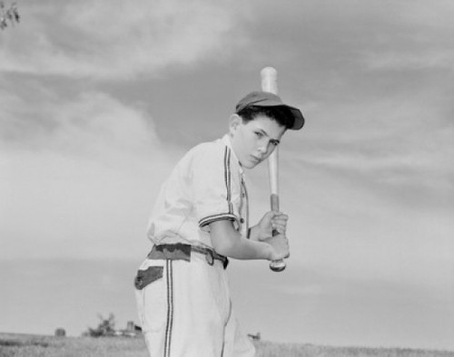 Boy playing baseball Poster Print