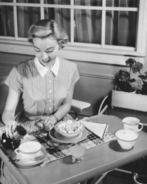High angle view of a young woman having breakfast Poster Print - Item # VARSAL25512647