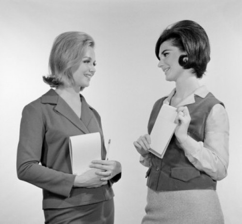 Side profile of two businesswomen smiling Poster Print - Item # VARSAL2559231