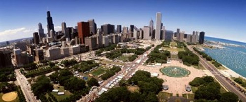 Aerial Grant Park  Chicago  IL Poster Print by Panoramic Images (29 x 12) - Item # PPI79792