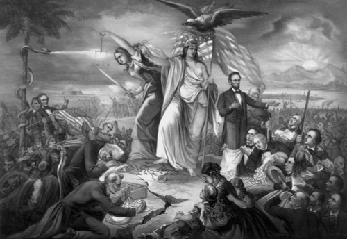 Civil War print of Lady Liberty during the outbreak of war Poster Print - Item # VARPSTJPA101150M