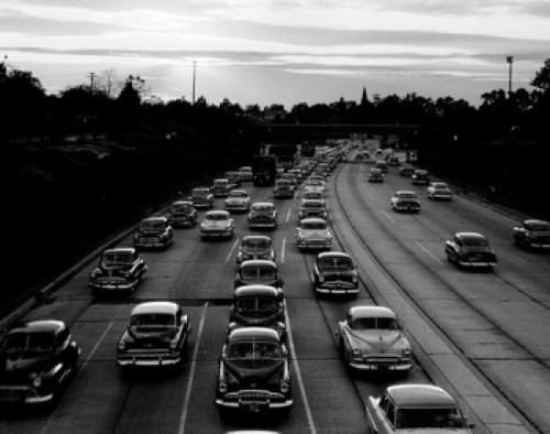 High angle view of cars moving on multiple lane highway Poster Print - Item # VARSAL25540260