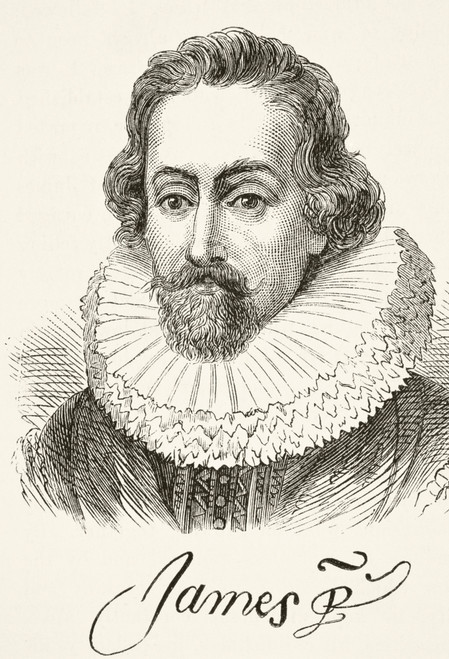 King James I Of England 1566 To 1625. King Of England, Ireland, And, As James Vi, Of Scotland. Portrait And Signature. From The National And Domestic History Of England By William Aubrey Published London Circa 1890 PosterPrint - Item # VARDPI1856246