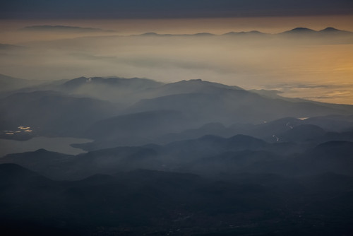 View of mountains and clouds at sunset along the coastline; Greece PosterPrint - Item # VARDPI12286566