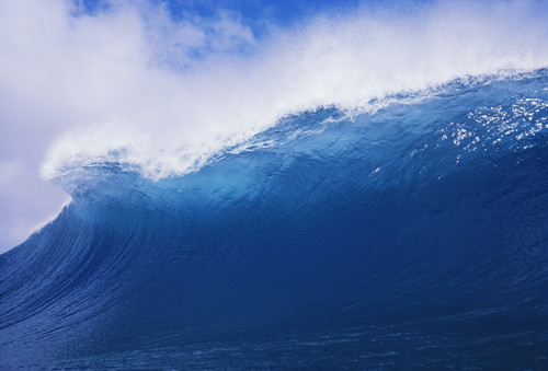 Blue Wave Curling Over Forming Barrel With White Waters. PosterPrint - Item # VARDPI1993079