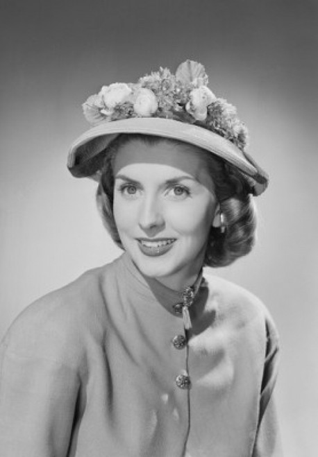 Portrait of mid adult woman wearing hat with flowers Poster Print - Item # VARSAL255419065