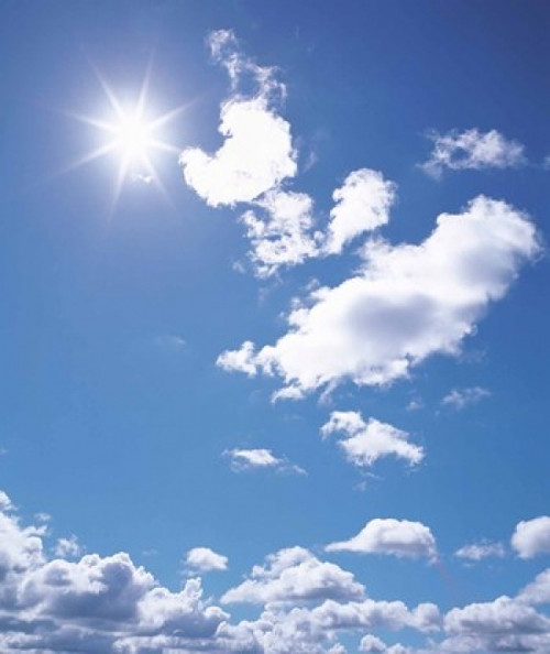 Clouds in Blue Sky  Lens Flare Poster Print by Panoramic Images (21 x 24) - Item # PPI137059