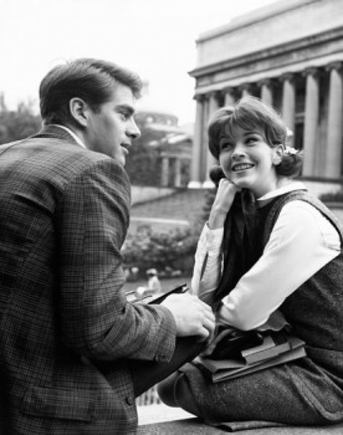 Two college students sitting together and smiling Poster Print - Item # VARSAL2552086