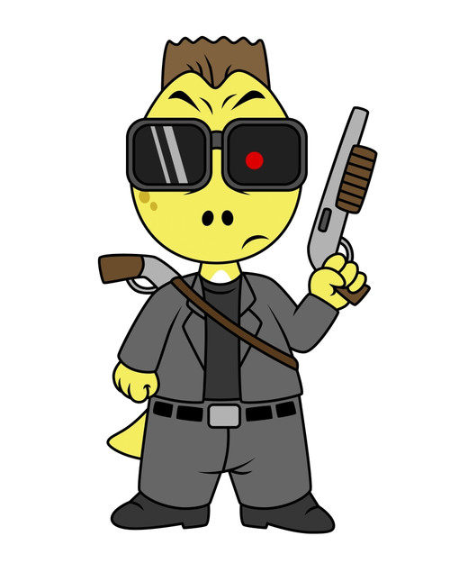 Illustration of Tyrannosaurus Rex dressed as the Terminator Poster Print - Item # VARPSTSTK600077P