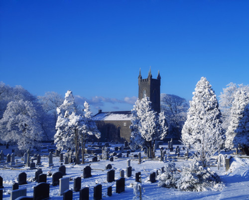 Bushmills Church, County Antrim, Ireland; Church And Cemetery In Winter PosterPrint - Item # VARDPI1810036