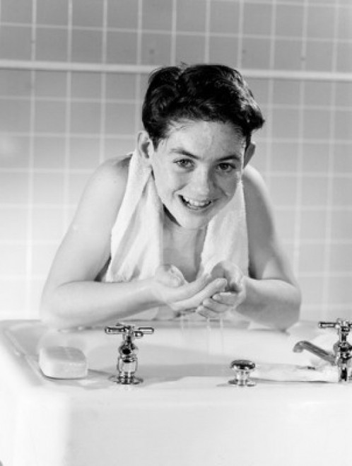 Boy washing face Poster Print - Item # VARSAL255418157