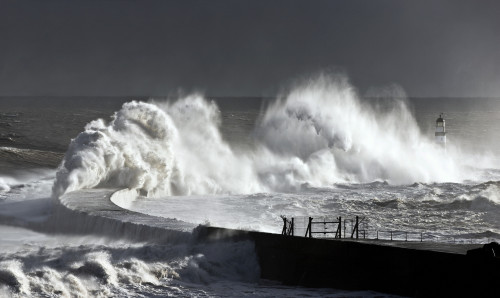 Seaham, England; Stormy Waves Pounding Seawall PosterPrint - Item # VARDPI1844560