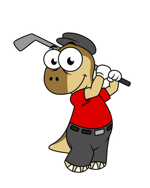 Illustration of a Pachycephalosaurus dinosaur playing golf Poster Print - Item # VARPSTSTK600009P