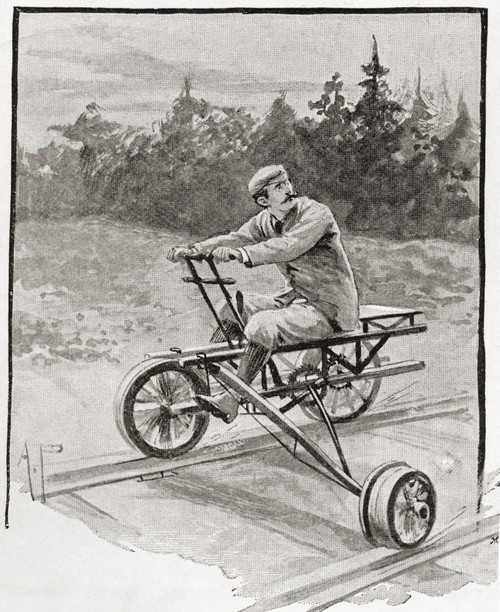 A Nineteenth Century Three Wheeled Velocipede On A Railroad Track. From The Strand Magazine, Published 1896 PosterPrint - Item # VARDPI2334184