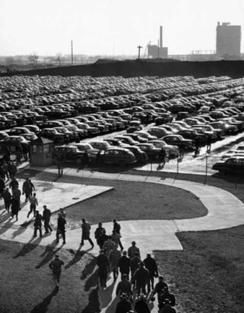 High angle view of cars parked in a parking lot Poster Print - Item # VARSAL25540397