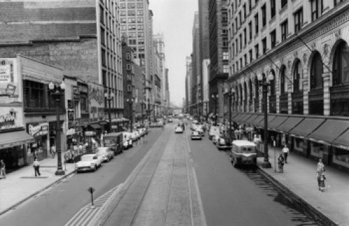 Buildings along a road  Chicago  Illinois  USA Poster Print - Item # VARSAL25545102