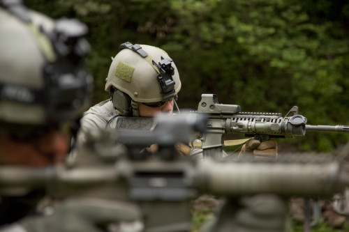 U.S. Special Forces soldiers provide security with automatic rifles Poster Print - Item # VARPSTTWE300016M