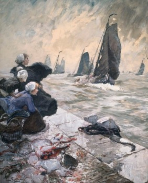 The Fishermen's Wives   1896    Hans von Bartels   Watercolor and Gouache   Pushkin Museum of Fine Arts  Moscow Poster Print - Item # VARSAL261657