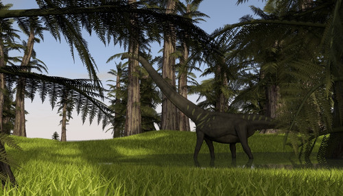 Mamenchisaurus walking through swampy water Poster Print - Item # VARPSTKVA600620P