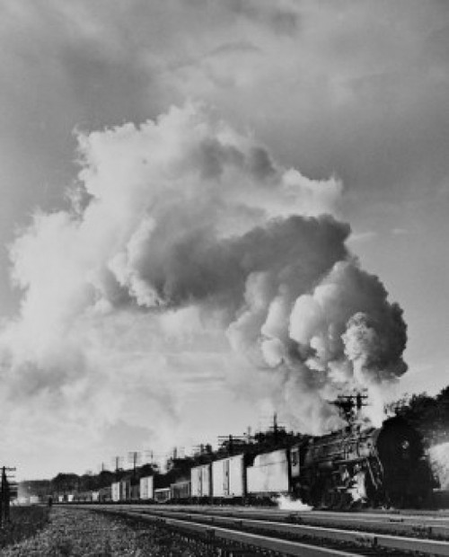 Freight steam train on the move Poster Print