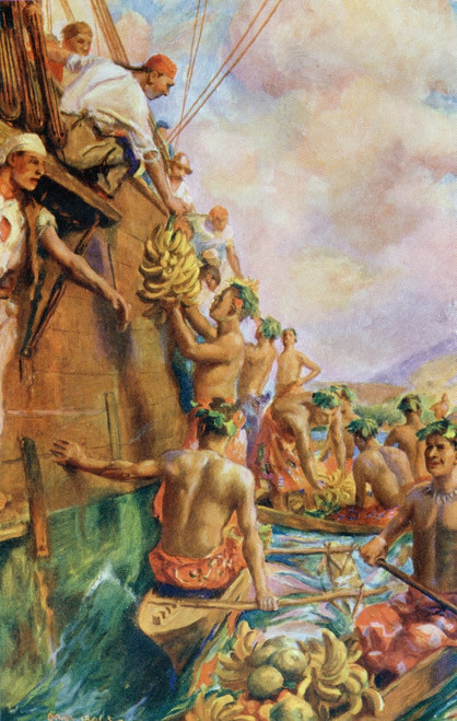 The Arrival Of Captain James Cook In Tahiti In 1769. From The Life And Voyages Of Captain James Cook By C.G. Cash, Published Circa 1910. PosterPrint - Item # VARDPI1903978