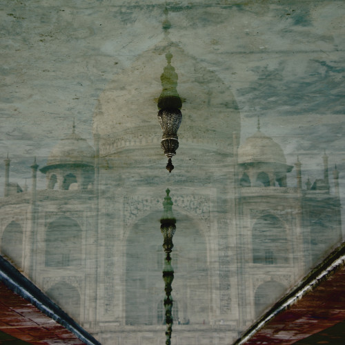 Upside-down reflection of Taj Mahal in a pool of water; Agra, Uttar Pradesh, India PosterPrint - Item # VARDPI12287932
