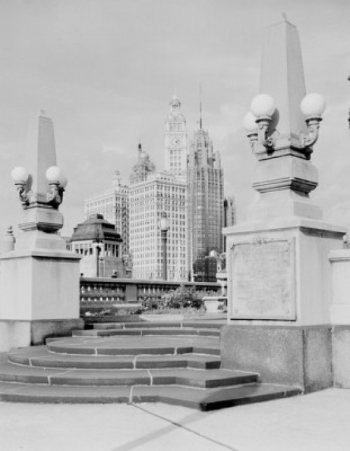 USA  Illinois  Chicago  view of Wrigley Building from Wacker Drive Poster Print - Item # VARSAL255418538