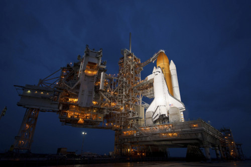 July 7, 2011 - The space shuttle Atlantis is seen shortly after the rotating service structure was rolled back at launch pad 39a at the Kennedy Space Center in Cape Canaveral, Florida. Poster Print - Item # VARPSTSTK203685S