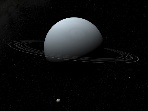 Artist's concept of how Uranus and its tiny moon Puck Poster Print - Item # VARPSTWMY100118S