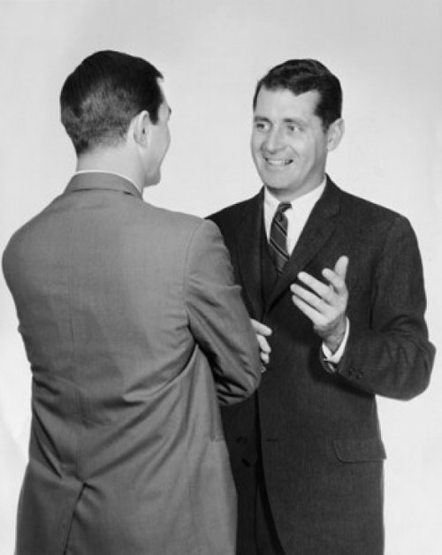 Two businessmen talking Poster Print