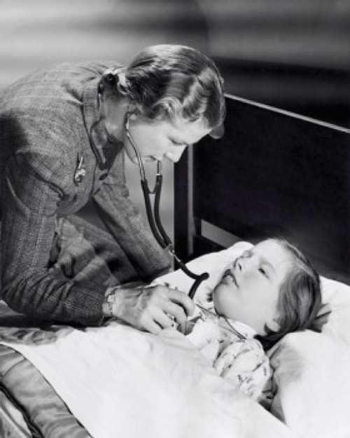 Female pediatrician examining a girl with a stethoscope Poster Print - Item # VARSAL2553535B
