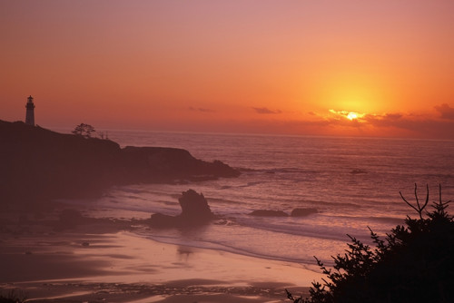 Sunset Over Yaquina Head Lighthouse; Newport, Oregon, United States of America PosterPrint - Item # VARDPI1965239