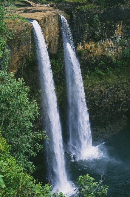 Hawaii, Kauai, Wailua Falls, 80 Foot High Waterfall Cascading Into Deep Pool. PosterPrint - Item # VARDPI1993695