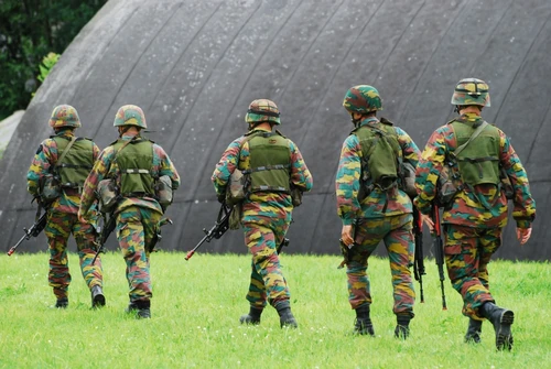 Soldiers of the Belgian Army during a MOUT training Poster Print